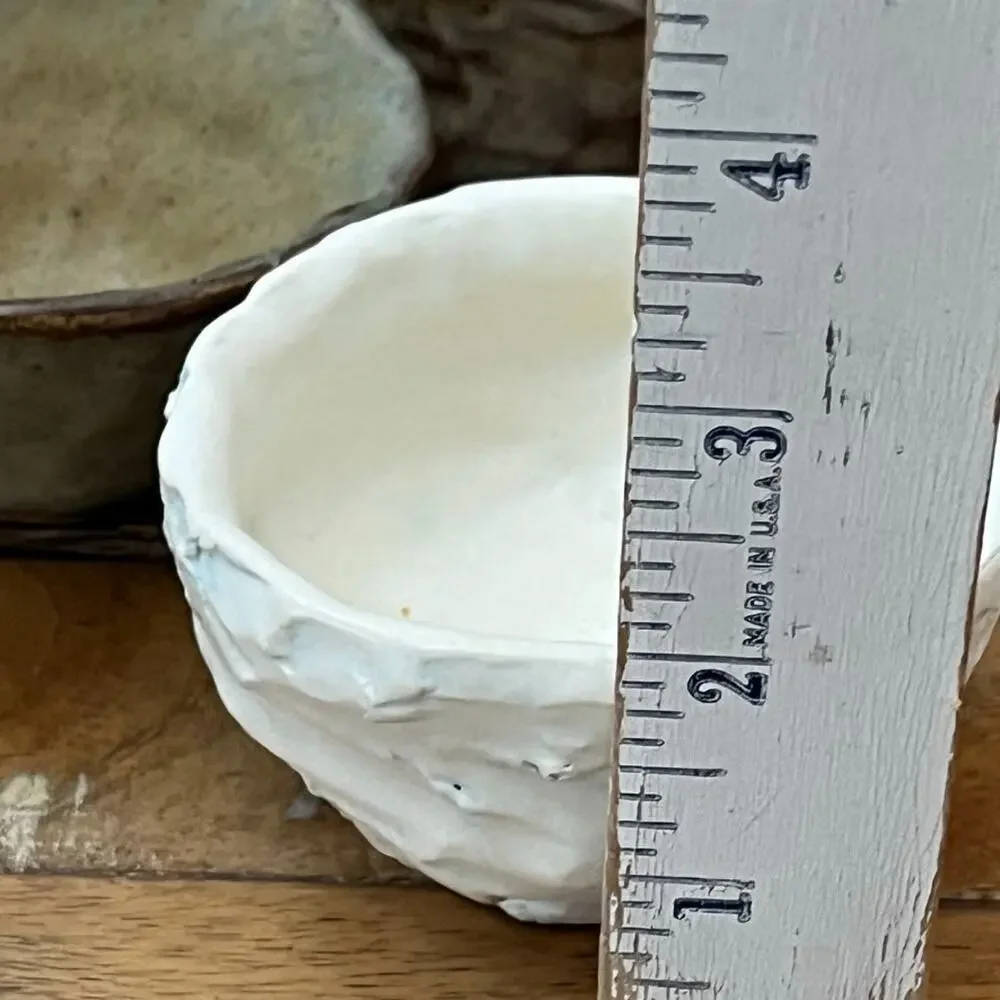 Organic Shape Handmade Textured Ceramic Bowls Set of 4 Rustic Earthy Tones